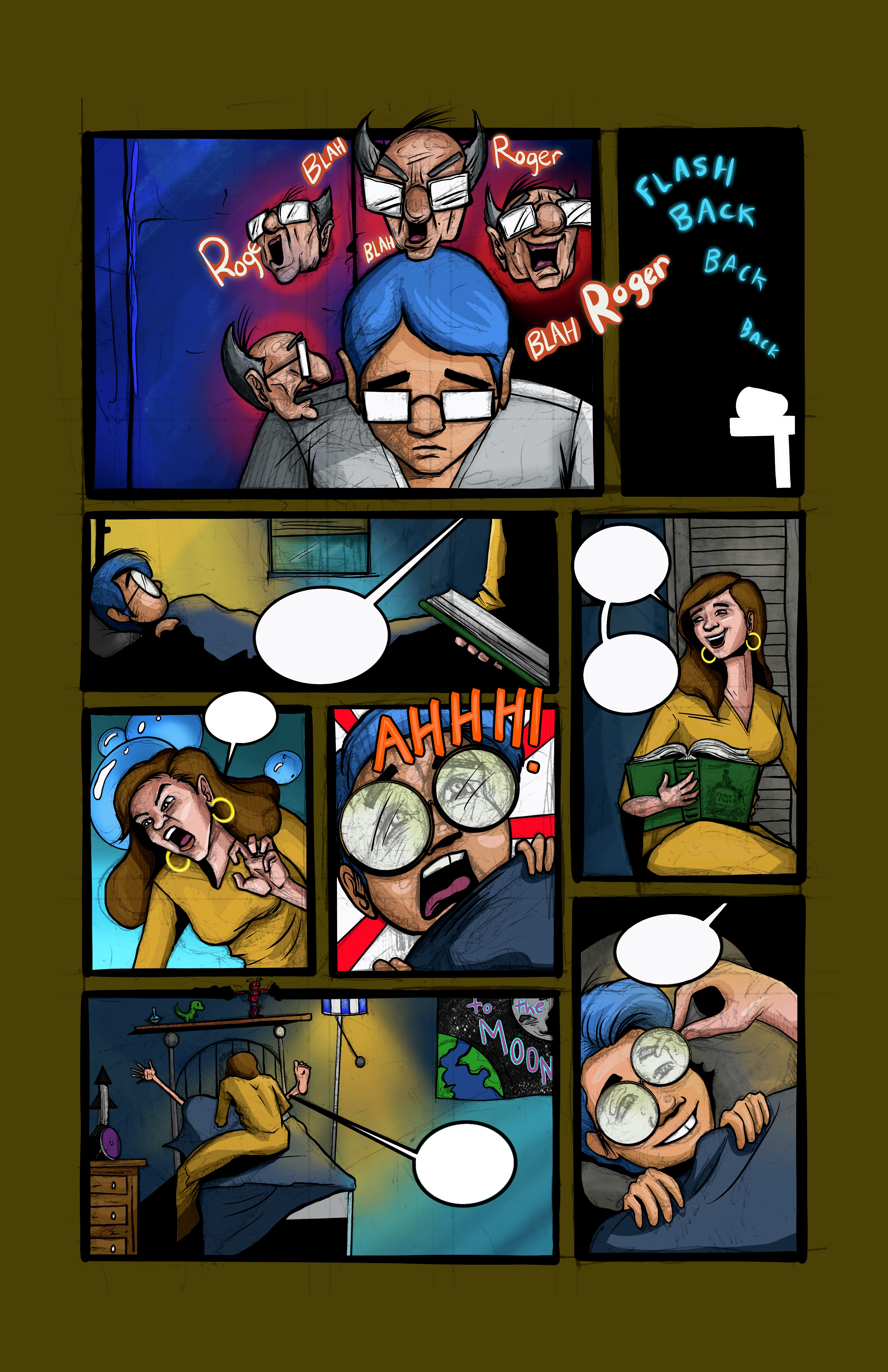 Flashback and panic bedroom comic page