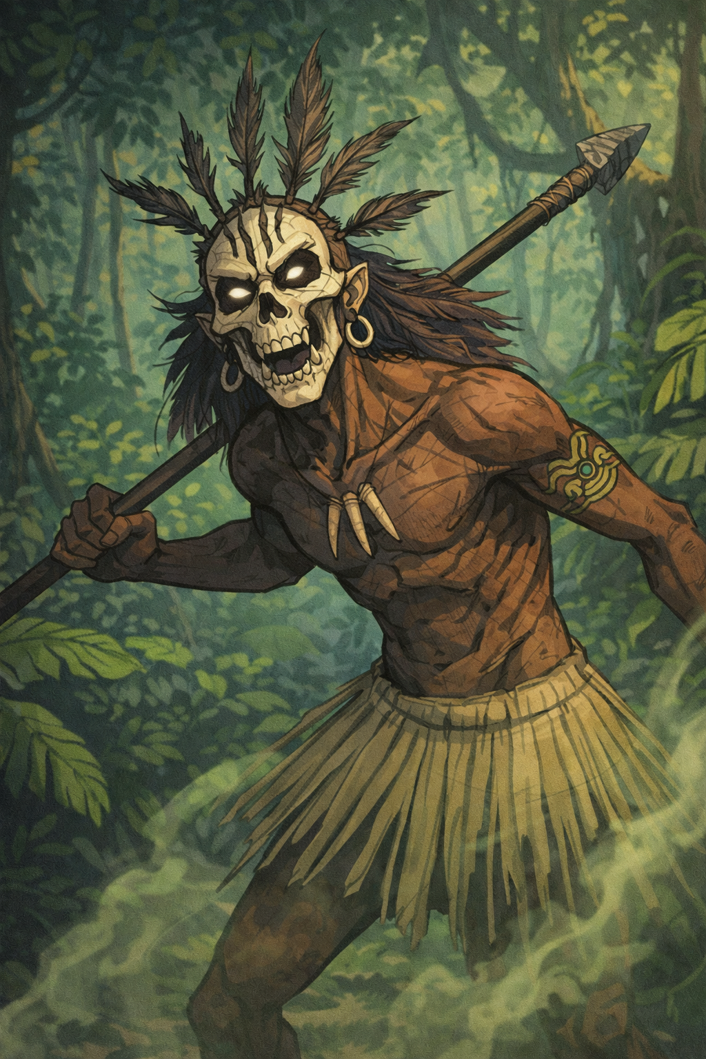 Creepy chained creature illustration